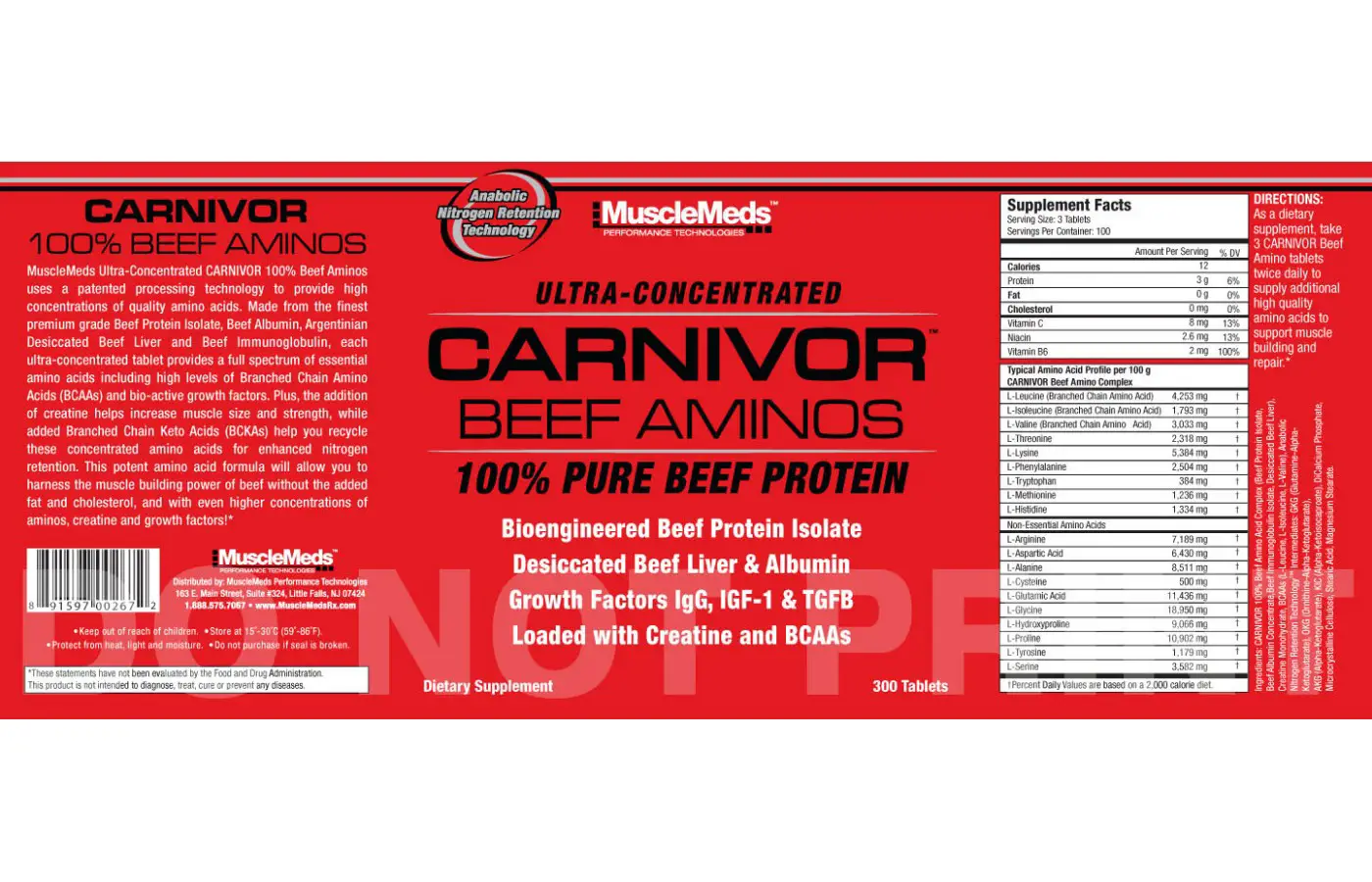 MuscleMeds Carnivor Beef Aminos label