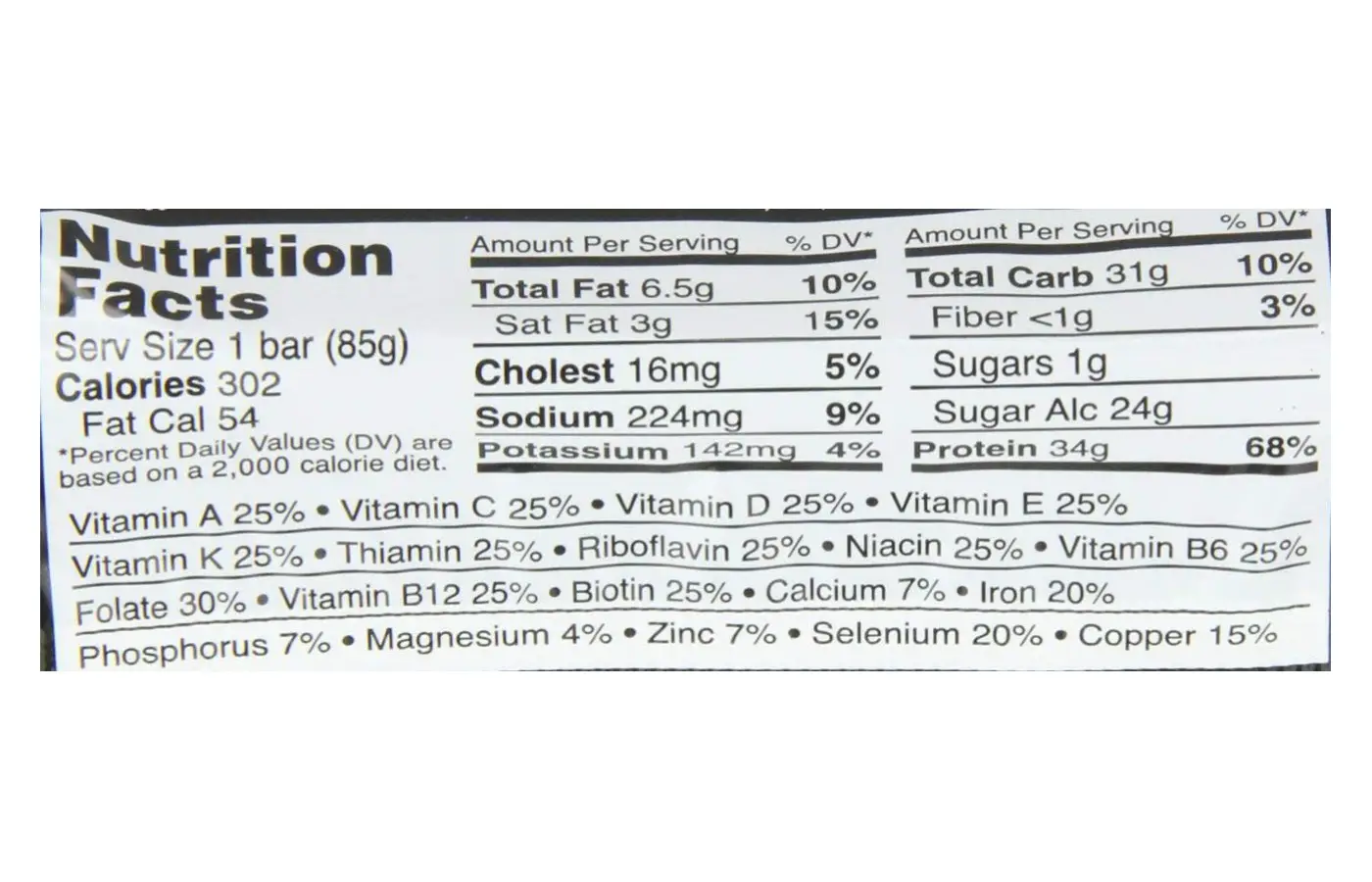 Universal Nutrition Facts