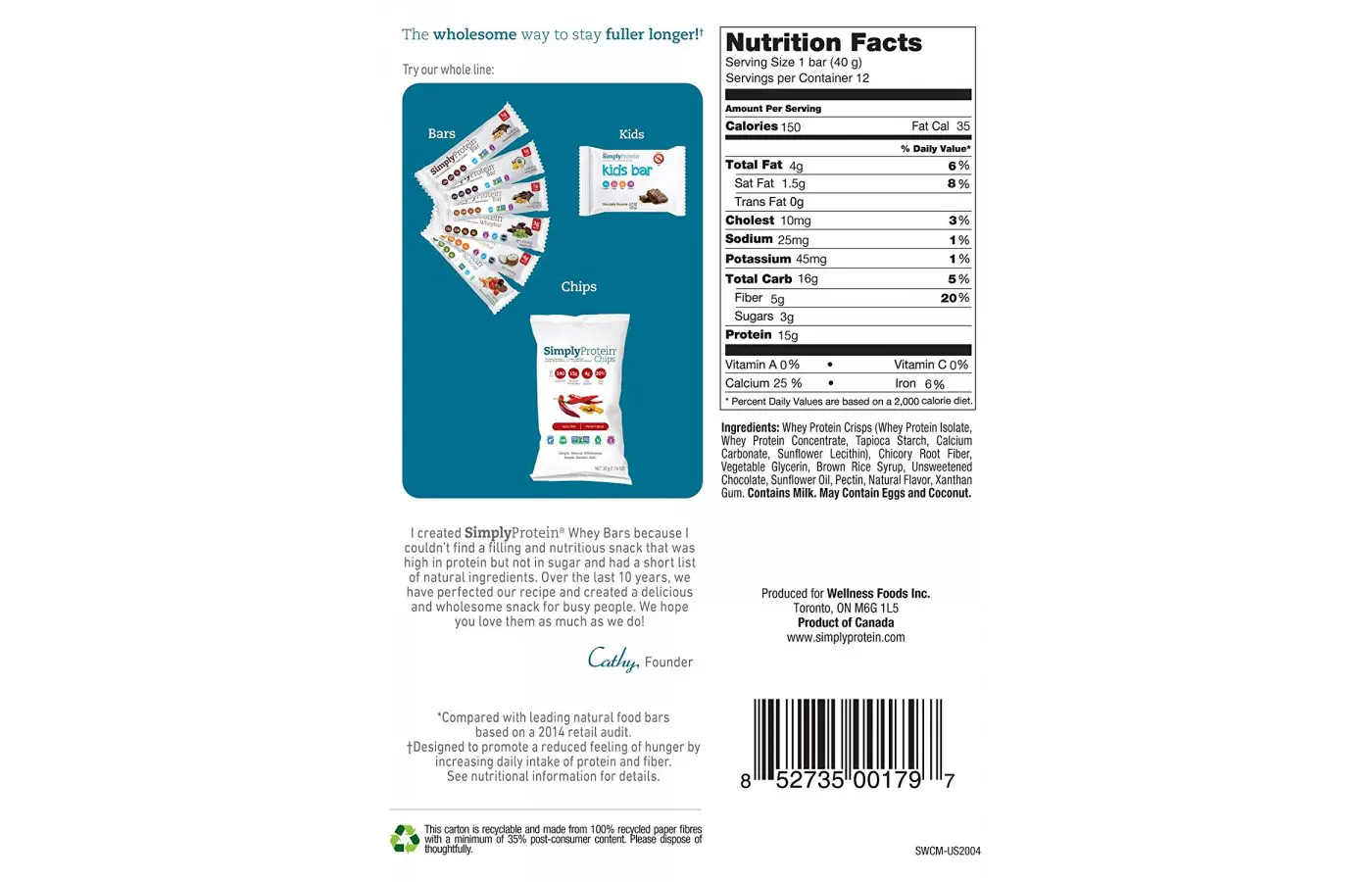simplyprotein nutrition facts