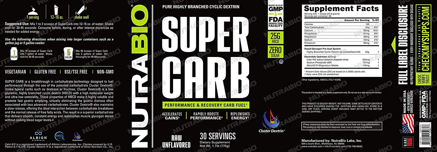 NutraBio Super Carb label